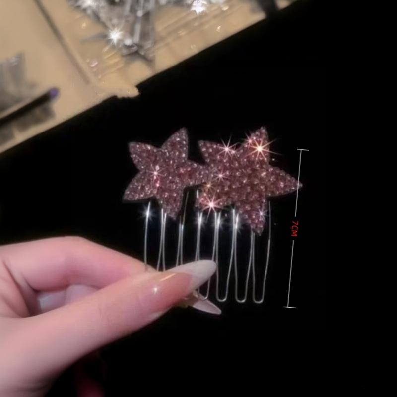 New Korean Fashion Rhinestone Pentagram Hair Comb New Headwear Hair Clip Headwear Girls Women Hair Accessories 1/2Pcs