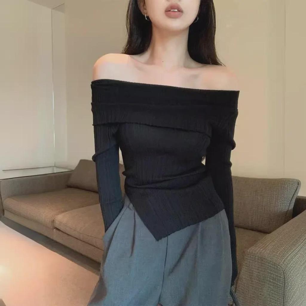 Women's Sexy One-Shoulder Long-Sleeve Slim Fit Top