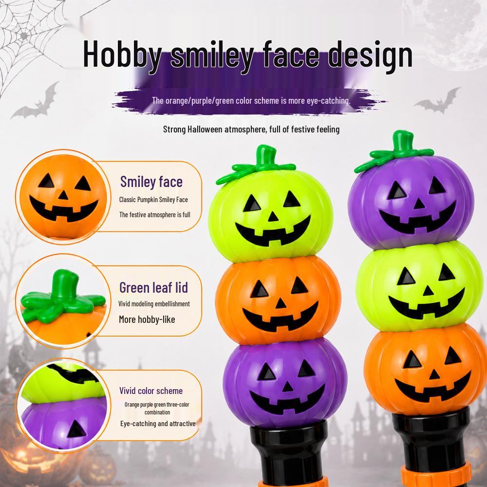 Glowing Halloween Pumpkin Glitter Stick - Three-Layer Stacked, Colorful Handheld Costume Toy