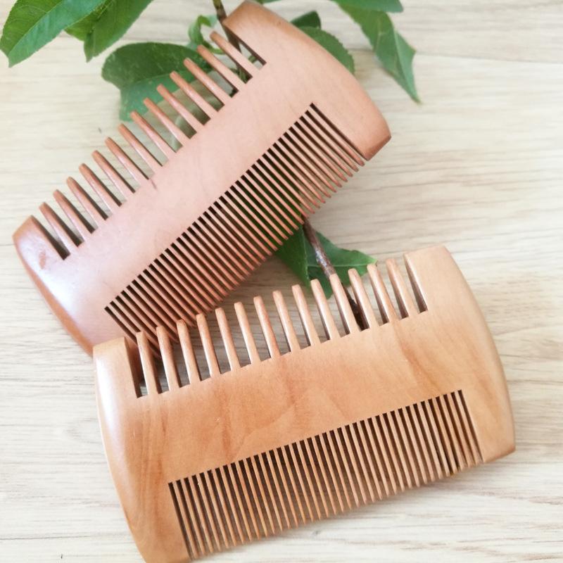 Wooden Comb Natural Peach Wood Super Narrow Tooth Wood Combs No Static Lice Beard Scraping Comb Hair Styling Tool
