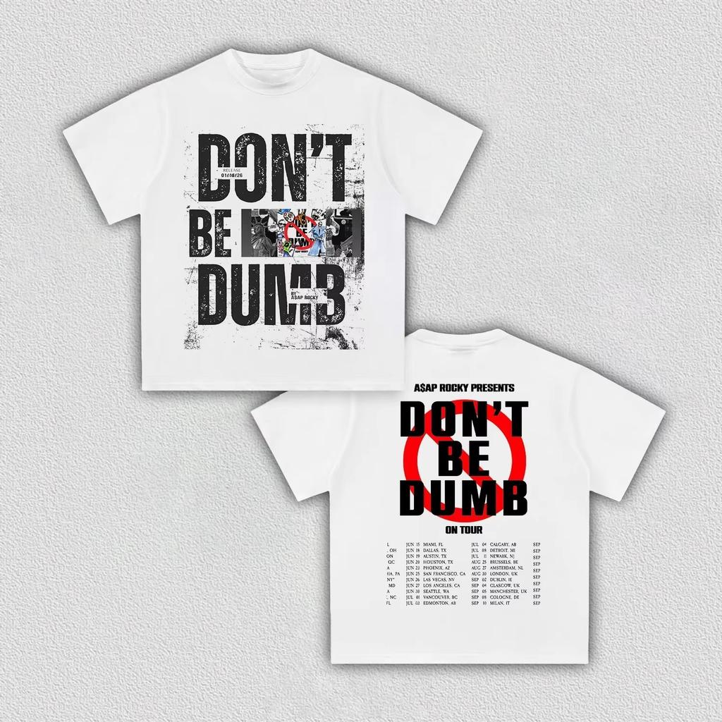 Summer Hot Sale Rapper ASAP Rocky Don't Be Dumb World Tour 2026 Merch T shirt Y2K Men Women Harajuku Punk High Street T-shirt