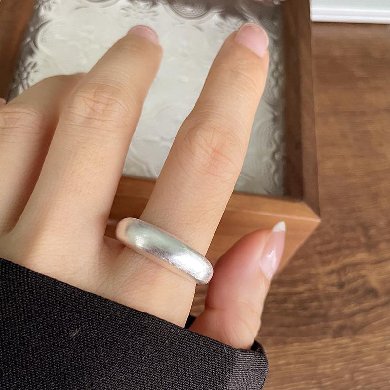 Retro Frosted  Sterling Silver Adjustable Open Ring for Women Punk Gothic Edgy  Vintage Accessories Gift for Girls