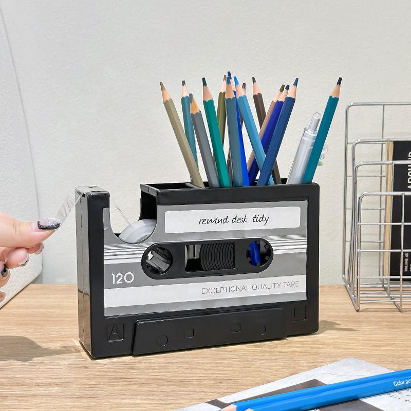 Vintage Tape Pen Holder Dispenser Abs Resin Desktop Storage Box Office Stationery Storage Box Desktop Decoration