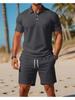 Ensemble polo à manches courtes et short d'été slim fit pour homme – Décontracté, Polyvalent, Mode