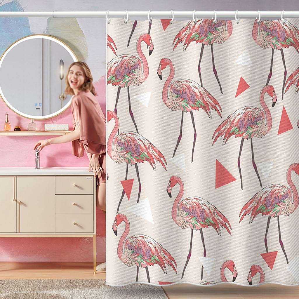 1Pcs Nordic Flamingo Pattern Shower Curtain Bathroom Waterproof Digital Printing Partition Curtain For Bathroom Decoration