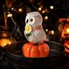 Halloween Owl Pumpkin Decor Fall Figurine, Resin On Statue with Indoor Seasonal Shelf Displays Sunflower for Autumn Thanksgiving Tabletop, Mantel,