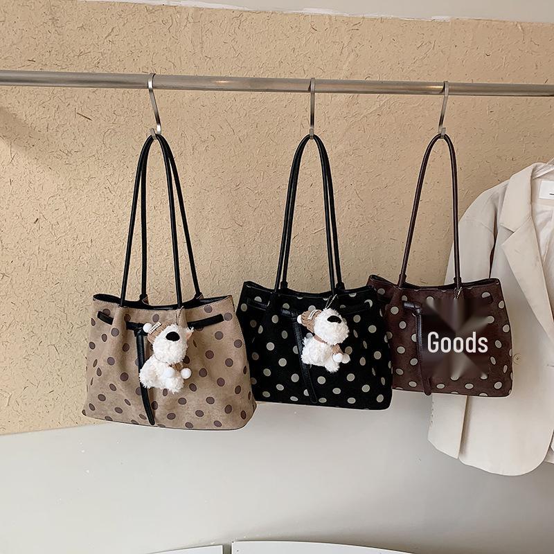 Borsa Tote a Pois Stile Coreano: Borsa Versatile Autunno 2026 da Donna, Portatile, a Spalla e a Tracolla per un Pendolarismo alla Moda