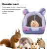 Gezellig Hamster Nest Half Omheind Met Ophanghaak Cartoon Bedrukt Comfortabel Huisdierbed Voor Koud Weer