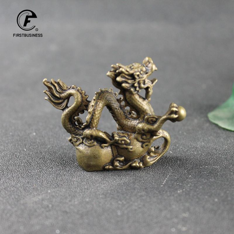 Antique Bronze Dragon Statue Ornaments Pure Copper Lucky Feng Shui Figurines Craft Home Decoration Accessories Office Desk Decor