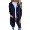 Women Knitted Cardigan Sweater Coat Long Sleeve Hooded Solid Color Mid Length with Pockets