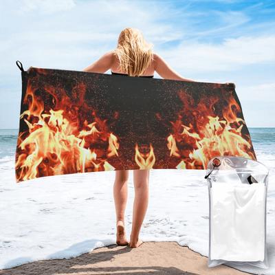 Burning Fire With Sparks Beach Towel Soft Microfiber Quick Dry Absorbent Quick Towels For Bath