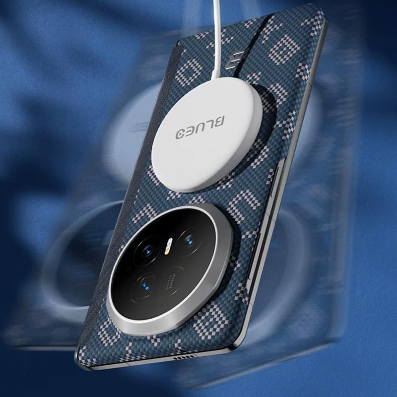 Blueo Carbon Fibre Case For Honor Magic V5 Kevlar Wireless Charging Back Cover Case for HONOR MAGIC V5