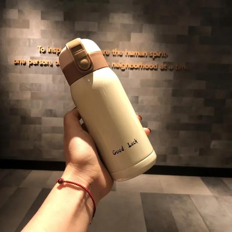1/2PCS Goodluck Small Cute Mini Thermos Cup MINI Portable Creative Pot Belly Water Cup Pocket Cup with Hand Gift
