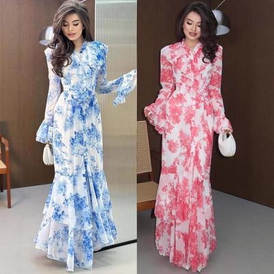 2025 Retro Floral French-Style Long Dress for Women