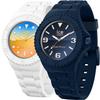 Set of Two Ice Watch Solar Watches, Ice Generation, 38mm & 44mm, for Men and Women, In White and Navy.