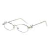 Shiny Rhinestone Metal Eyeglass Frame Women's Gold Wire Thin Frame Fashionable Flat Mirror Trendy Suitable for Daily Matching