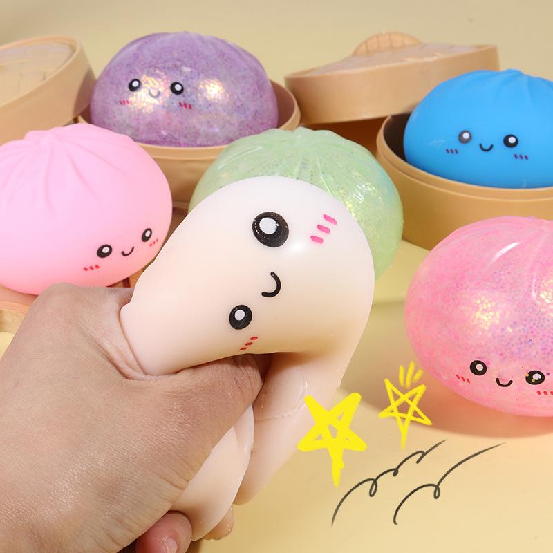Simulation Bun Stress Relief Toy Creative Fake Bun Squishy Slow Rising Decompression Plaything Expression Big Bun Adult Kids Stress Reliever