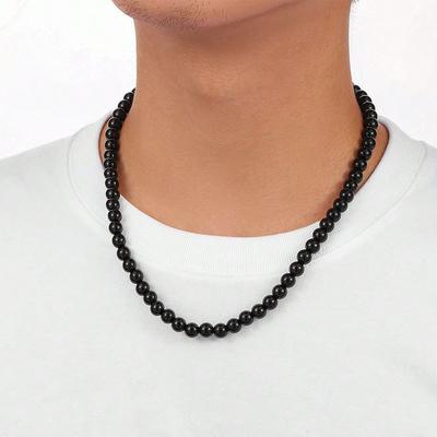 Horký prodej 8MM Černý náhrdelník z imitace perel Unisex, Řetízek na krk z umělých perel Řetízek na klíční kost Šperky