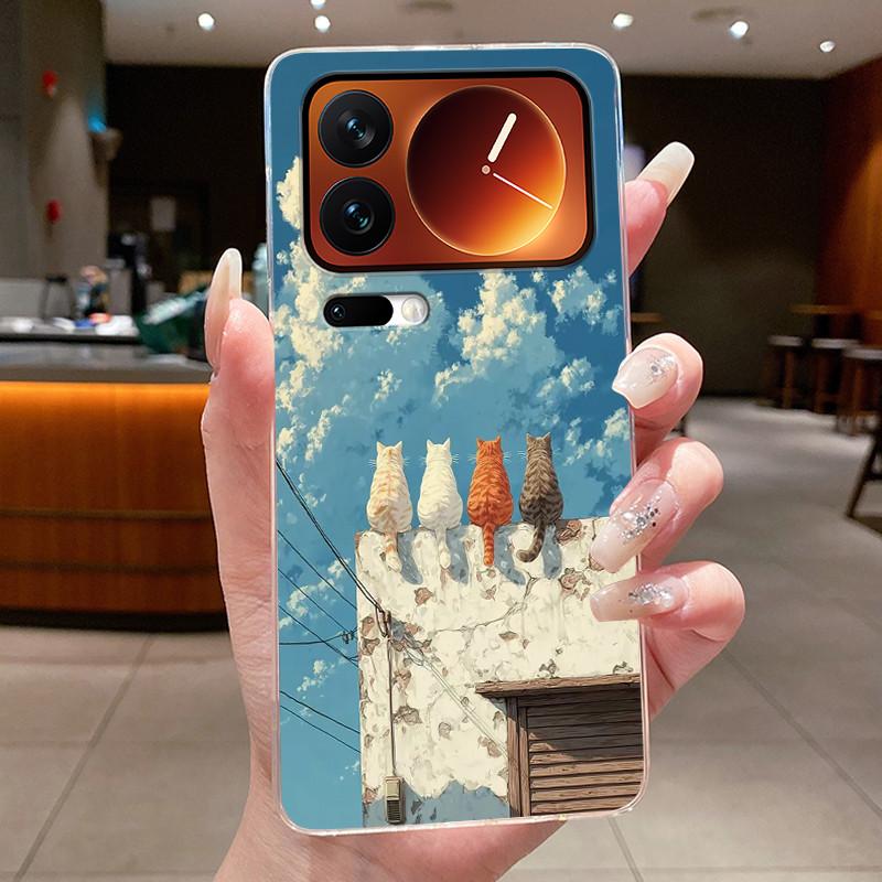 Fashion Night Owl Pattern Phone Case For Xiaomi 17 Pro Xiaomi 17 Pro Max Transparent TPU Soft Cover Shockproof Couple Shell