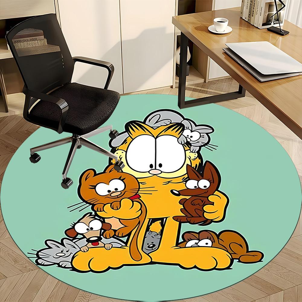 1pc Garfield Pets Office Round Area Rug, Bedroom Living Room Home Decor, Room Deco, Offic a1016150
