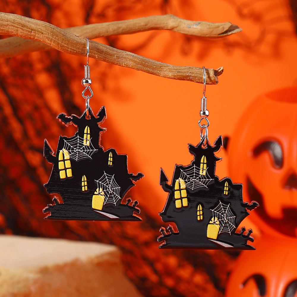 Halloween Skull & Bat Acrylic Earrings: Unique Horror Fashion for Women