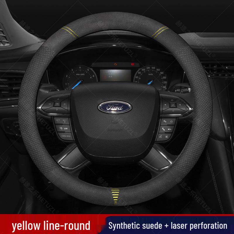 Ford Ranger Leather Steering Wheel Cover, Breathable & Non-Slip, DIY Stitch