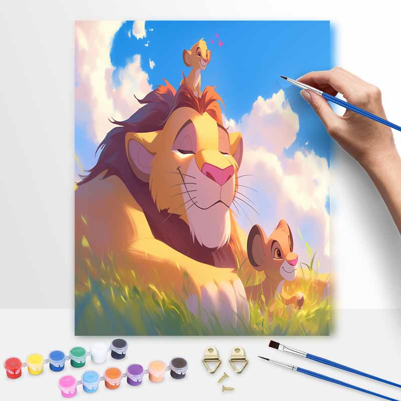 Disney Simba & Nala Oil Painting Kit Canvas DIY Home Decor Gift129 20x30cm