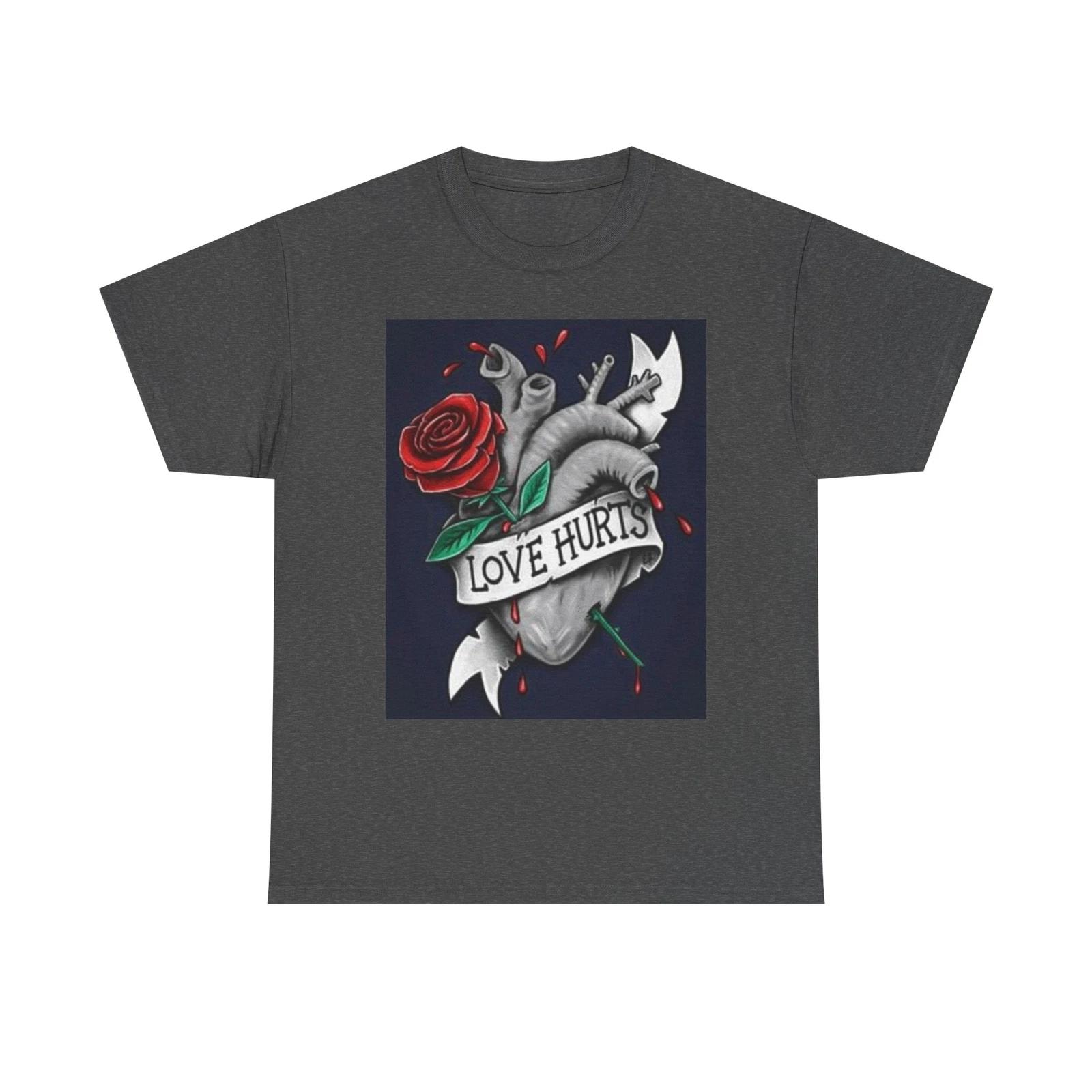 Men s and Women s T-shirts Love Hurts Art Poster Graphic M