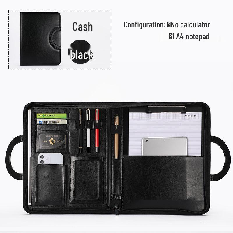 Carpeta de cremallera A4 de cuero y bloc de notas Bolsa de regalo de negocios