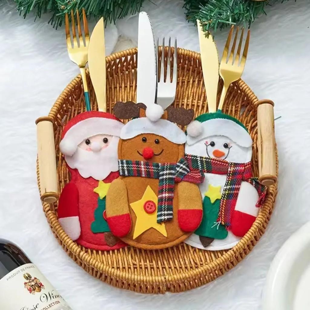 1pc-Christmas Knife and Fork Cover Christmas Sticker Hat Knife and Fork Bag Diy Crafts Party Decor Home Decor Accessories