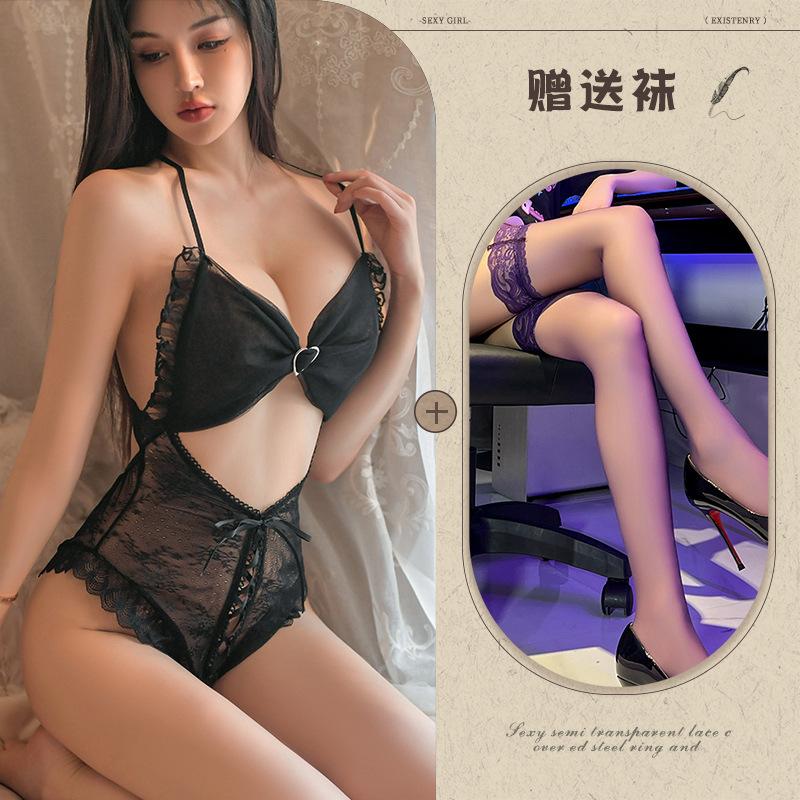 Sexy Lingerie Sexy Suspender Lace Temptation Hollow Open Onesie Hot