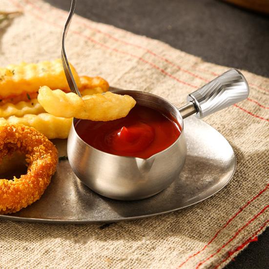 Sauskom 304 Roestvrij Staal Espresso Maatbeker met Ergonomisch Houten Handvat V-vormige Tuit Koffie Melkthee Saus Houder