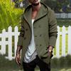 Palton Windbreaker pentru Bărbați cu Glugă, Mânecă Lungă, Culoare Solidă, Jachetă cu Piept Dublu și Buzunare, Îmbrăcăminte Exterioară de Toamnă-Iarnă