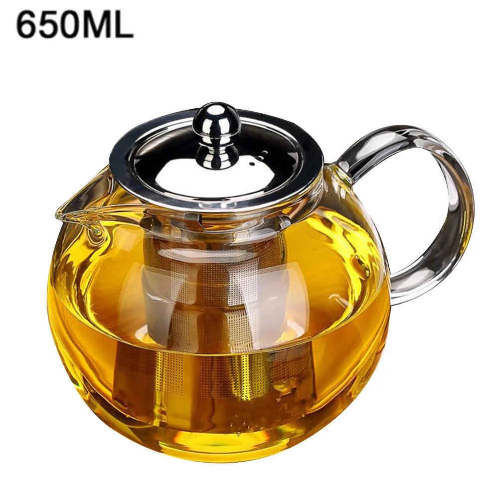 

650ml 950ml 1300ml Heat Resistant Glass Teapot Induction Cooker Heat Resistant Glass Teapot with 304 Stainless Steel Strainer