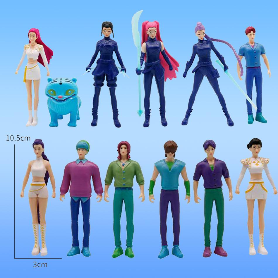 Cartoon Kpop Dämonenjäger Rumi Mira Zoey Actionfigur Modell Spielzeug Tiger Design Schreibtischdekoration Modell Statuen Ornament