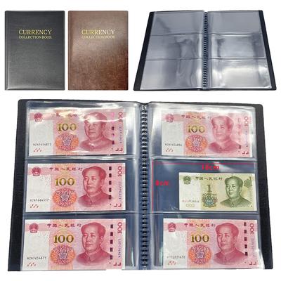 Loose Leaf Sheet Banknote World Currency Collection Album Leather Banknote Protective Album Collection Pockets Waterproof