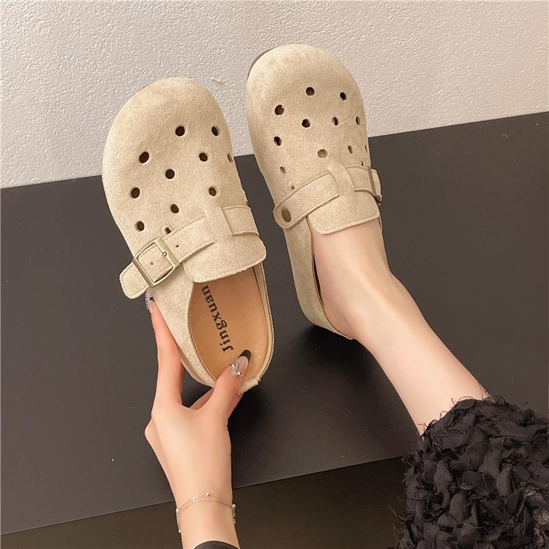 Flats Slippers Women Slingback Summer Suede Cozy Mules Shoes New Woman's Sandals 2026 Casual Dress Slides Brand Zapatos De Mujer