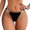 Silver Thread Ribbed Low Waist Women's Thong - Comfortable European & American Cross-Border Style