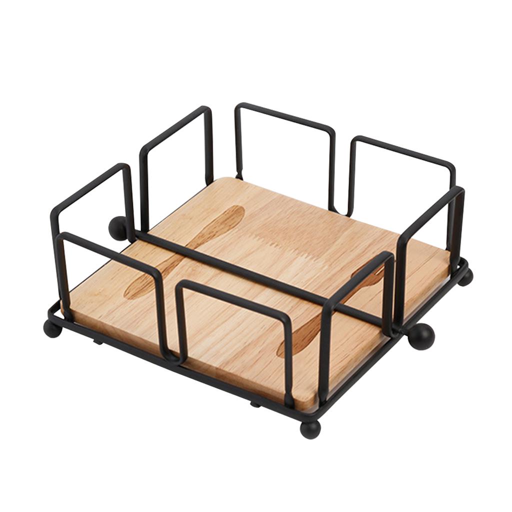 Napkin Holder, Countertop Napkin Organizer, Desktop Paper Dispenser with Wood Base, for Restaurants Cocktail Cookouts Bar Decor