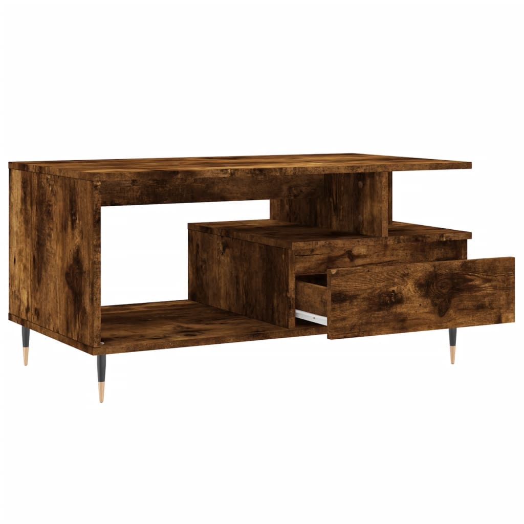Coffee Table Smoked Oak 90x49x45 cm Wood Based Material