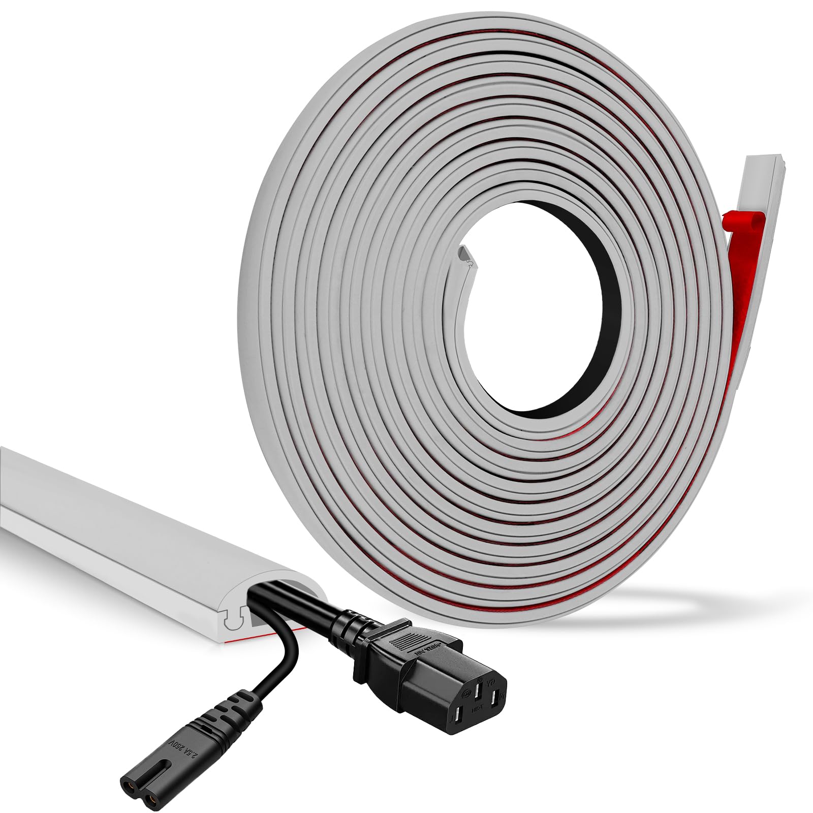 

Самоклеящийся кабельный канал, Скрытый кабель-канал, Защита шнура, Кабельный канал, Простая установка, Защищает электрические провода, для домашнего и офисного использования (Серый,