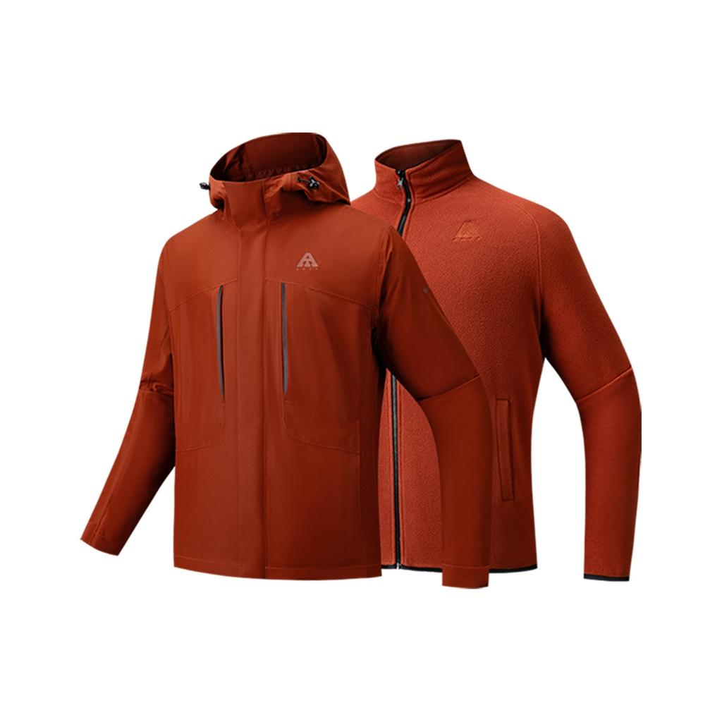 Anta Earth Shell Water Shell 3.0 Three-In-One Outdoor Waterproof Warm Durable Breathable Windproof Jacket Men Jacket Redwood-Brown 952546601-3