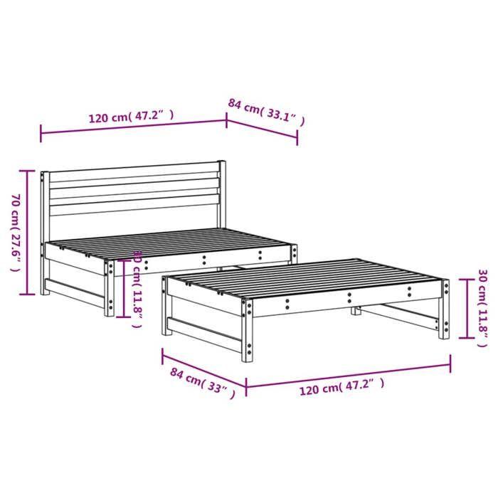 VidaXL Salon de Jardin 2 pcs, Banc avec Dossier, Ensemble de Meubles avec Table Basse Patio Terrasse, Rustique, Blanc Bois 3186586