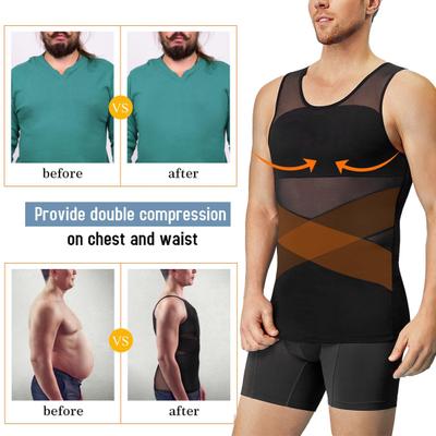 Schlankheits-Tanktop für Herren, Kompressions-Unterhemd zur Bauchkontrolle, Body Shaper, atmungsaktiv, ärmellos, Sweatshirt für Sommer, Sport, Reisen