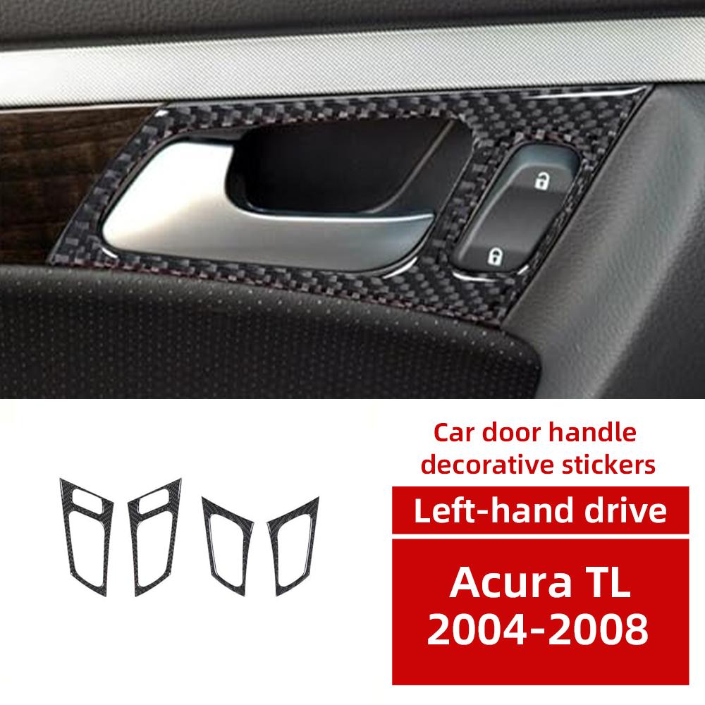 For Acura TL 2004-2008 LHD Interior Door Handle Trim Sticker Black Carbon Fiber Cover Interior Accessories Upgrade Decor Styling