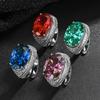 Jewelry Copper Bottom Gold-Plated Simulation Para Green Copper Egg-Shaped Ring Heroine Stone 13 * 18