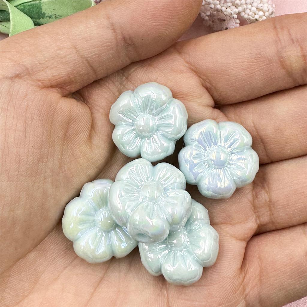 5pcs Acrylic 19.5mm DIY Jewelry Accessories UV Color Plating For Bracelet Earring Making Jewelry Plum Blossom Beaded Materials Loose Beads