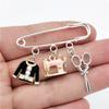 Fashion Scissors Clothing Sewing Machine Tape Measure Brooch Jewelry Designers Gifts