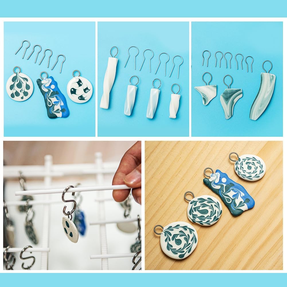 WEBEEDY 50 Pcs Hanging Hook for Kiln High Fire High Temperature Resistant Wire Jump Ring Hanging Hooks for Pendant, Ceramic Ornaments, Fusing in