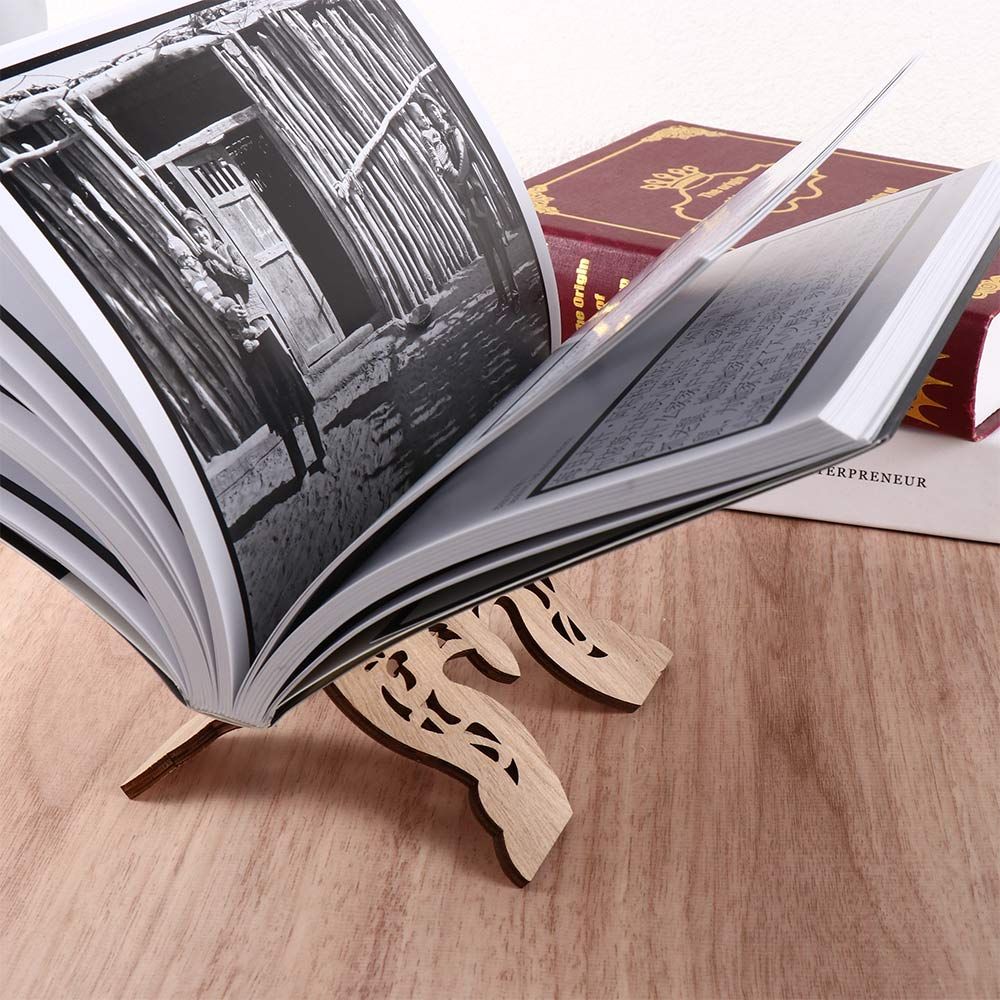 1Pcs Wooden Quran Islamic Muslim Ramadan Eid Al-Fitr Display Stand Book Shelf Home Decoration Book Stand
